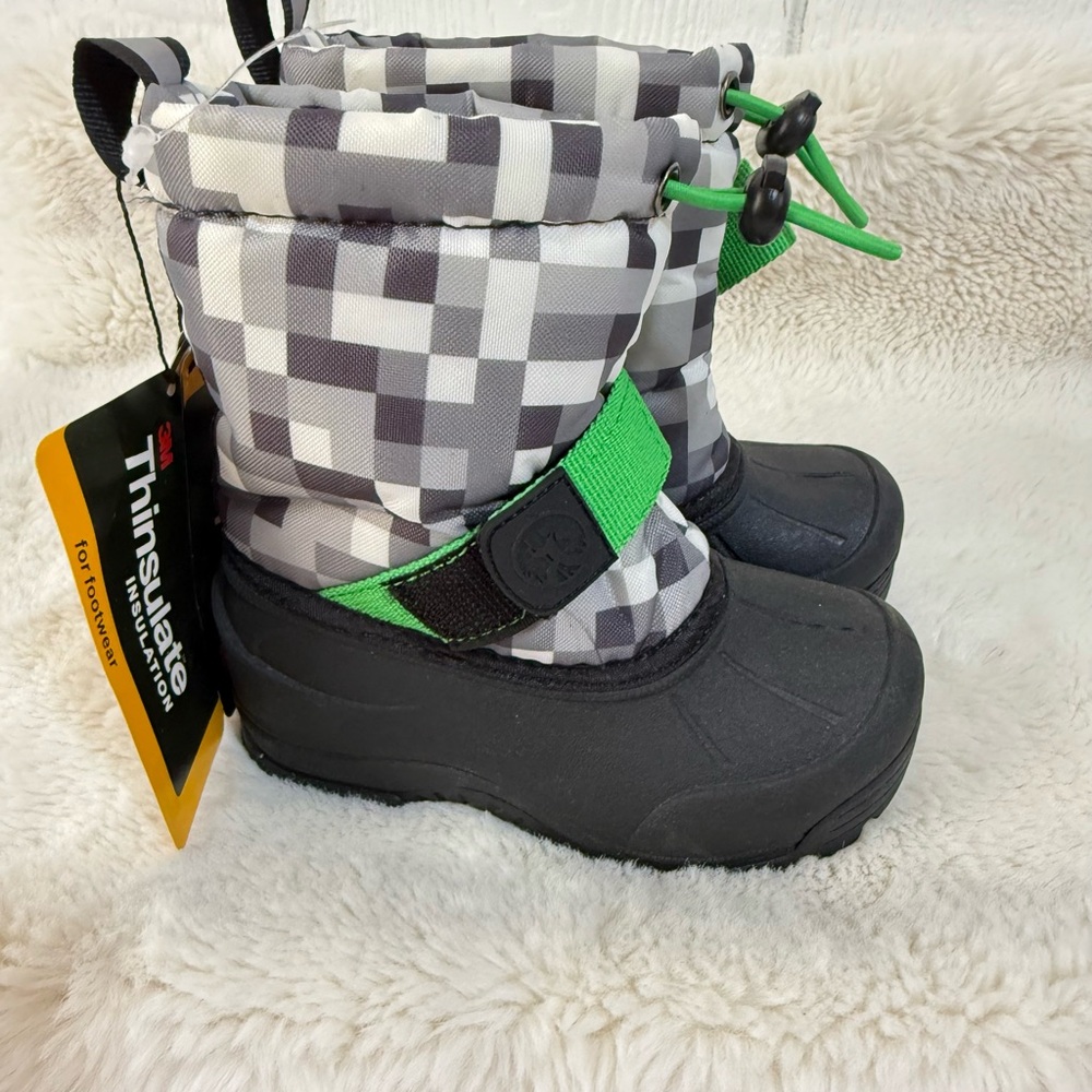 Northside Kids Checkered Snow Boots - Black, Gray, Green - Picture 2 of 5